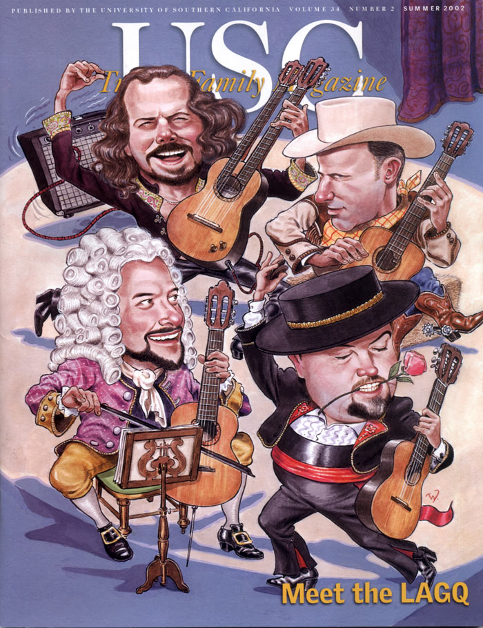 LAGQ-John Dearman, Bill Kanengiser, Scott Tennant and Andrew York, USC magazine cover, S. B Whitehead
