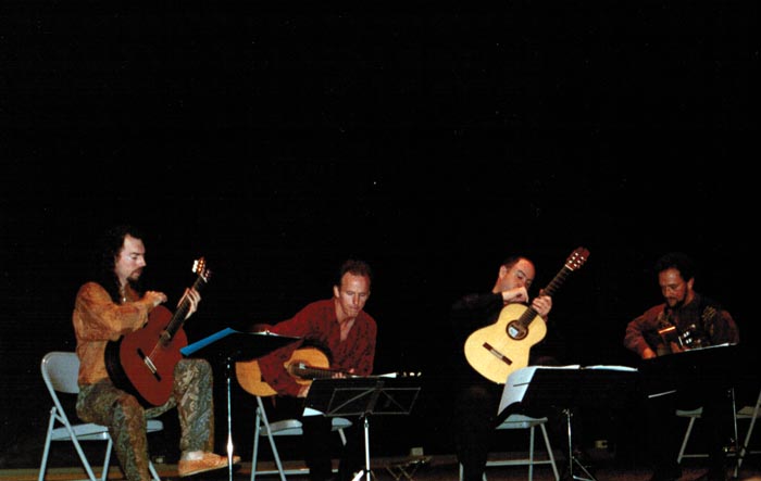 LAGQ-John Dearman, Bill Kanengiser, Scott Tennant and Andrew York, Europe pre-concert